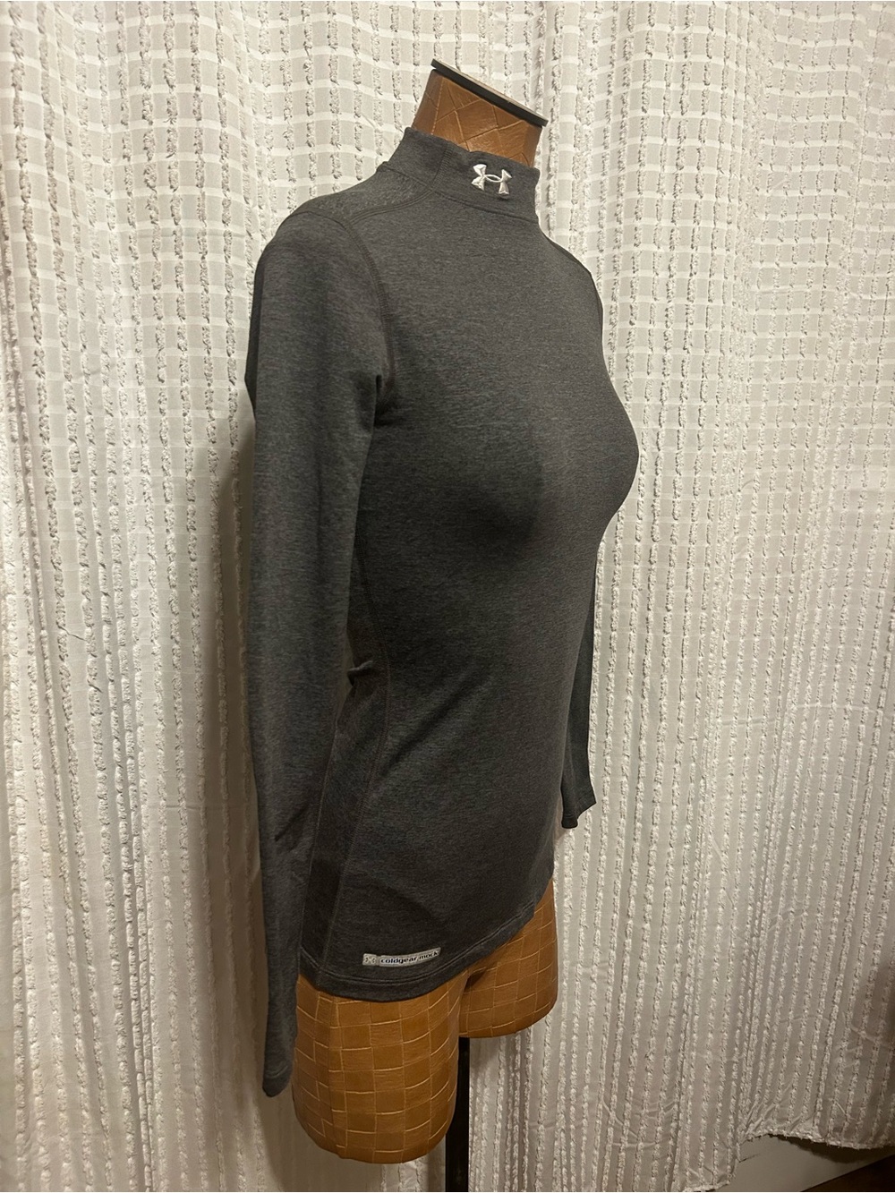 Under Armour ColdGear Mock Neck Long Sleeve Top Charcoal Gray Heather Base Layer